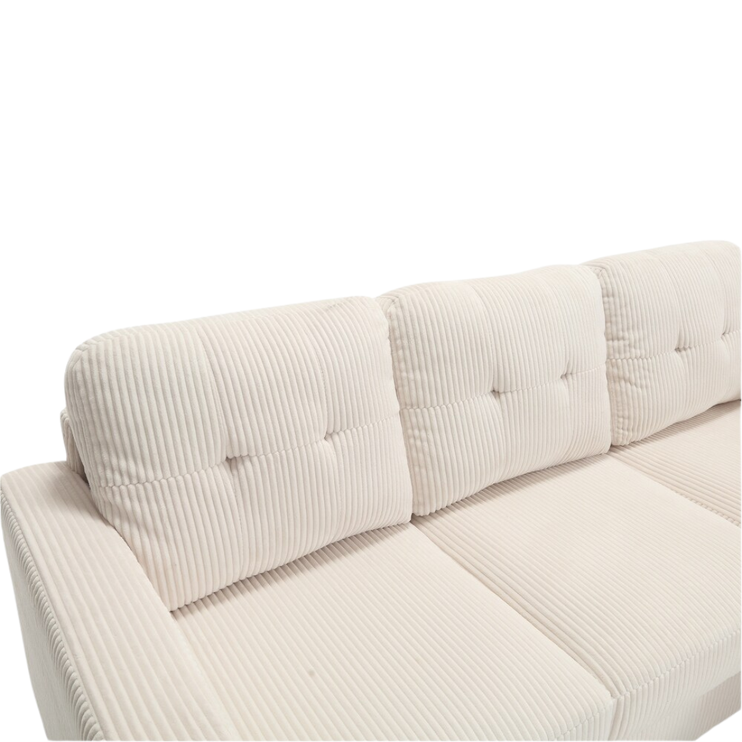 Elmo – Reversible Corduroy Sofa with Storage Chaise – Beige