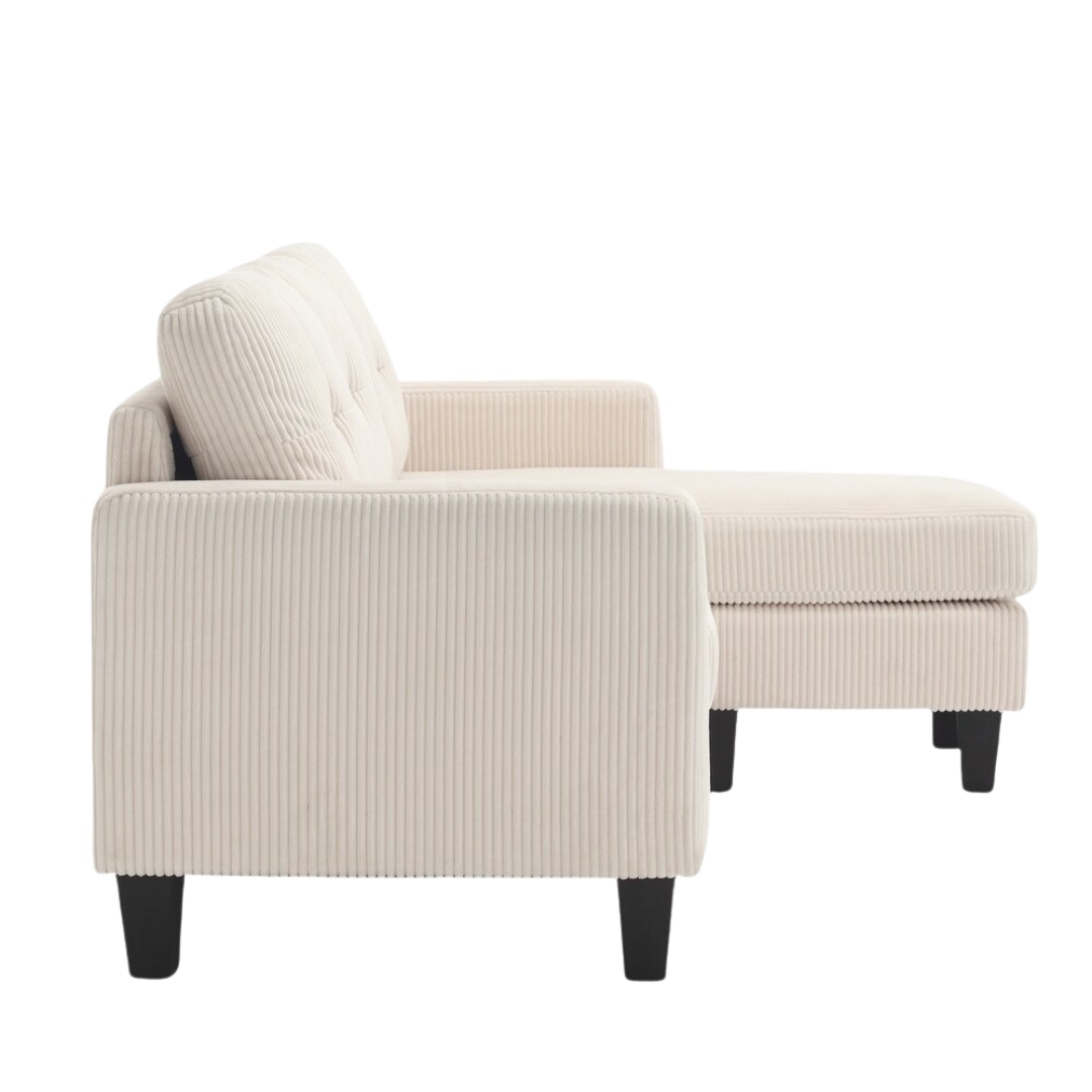 Elmo – Reversible Corduroy Sofa with Storage Chaise – Beige