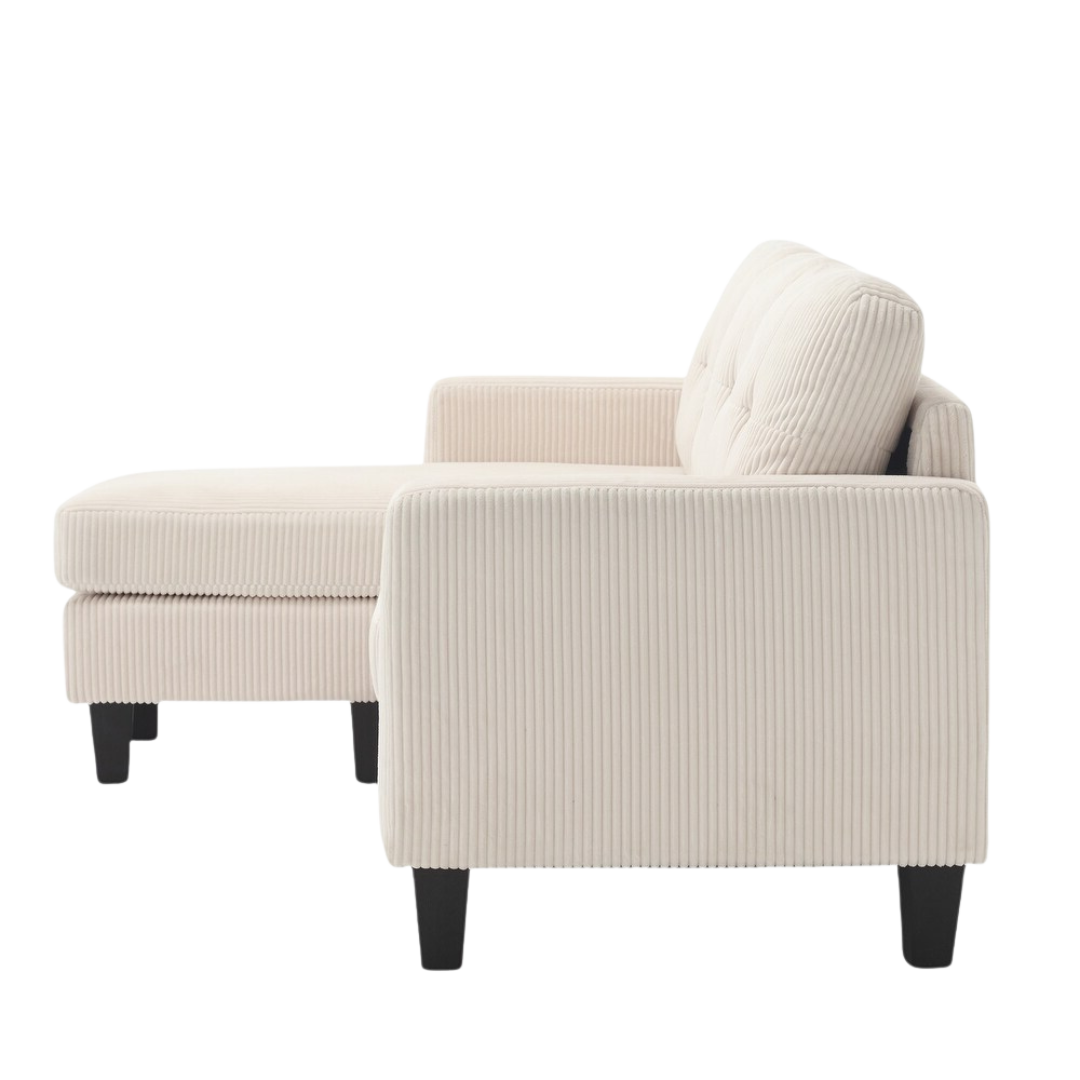 Elmo – Reversible Corduroy Sofa with Storage Chaise – Beige
