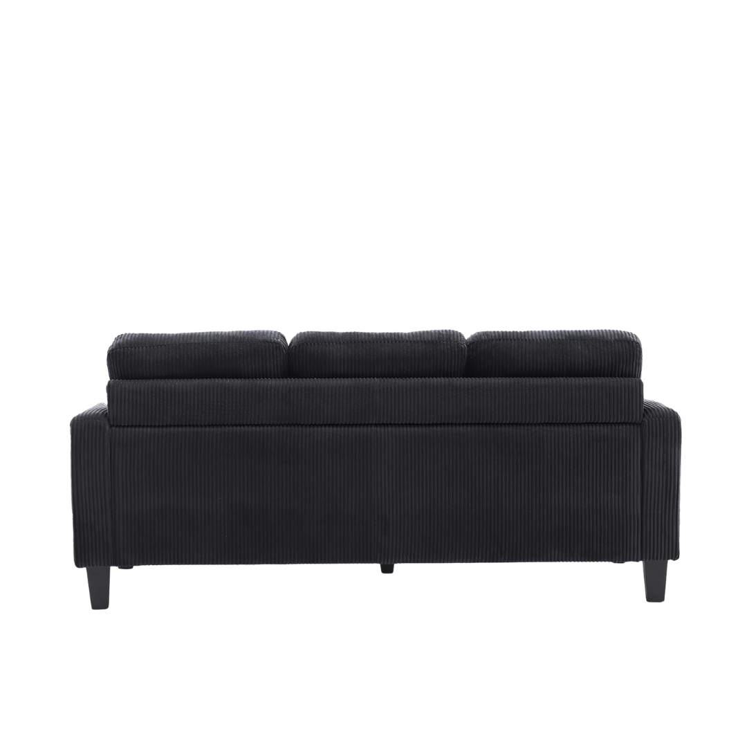 Elmo – Reversible Corduroy Sofa with Storage Chaise – Black
