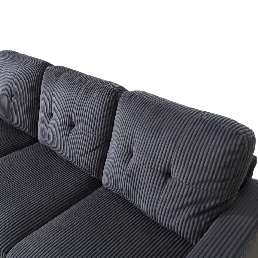 Elmo – Reversible Corduroy Sofa with Storage Chaise – Grey