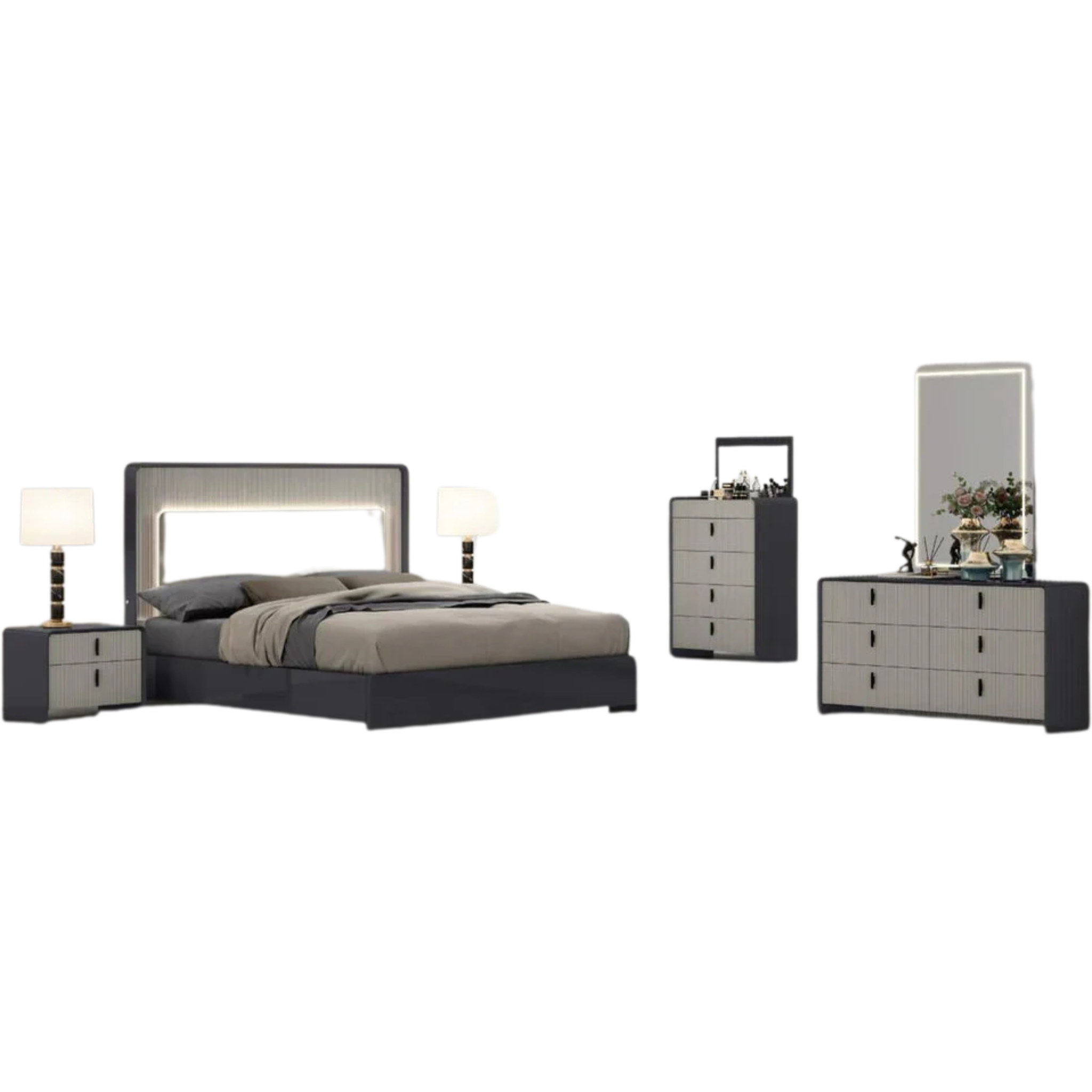 Queen Bedroom Set – Ember Two-Tone Grey