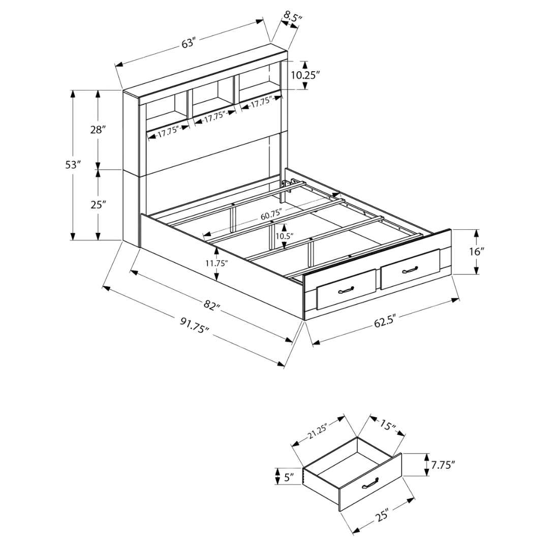 Farano – Queen Bedroom Set Medium Oak Storage