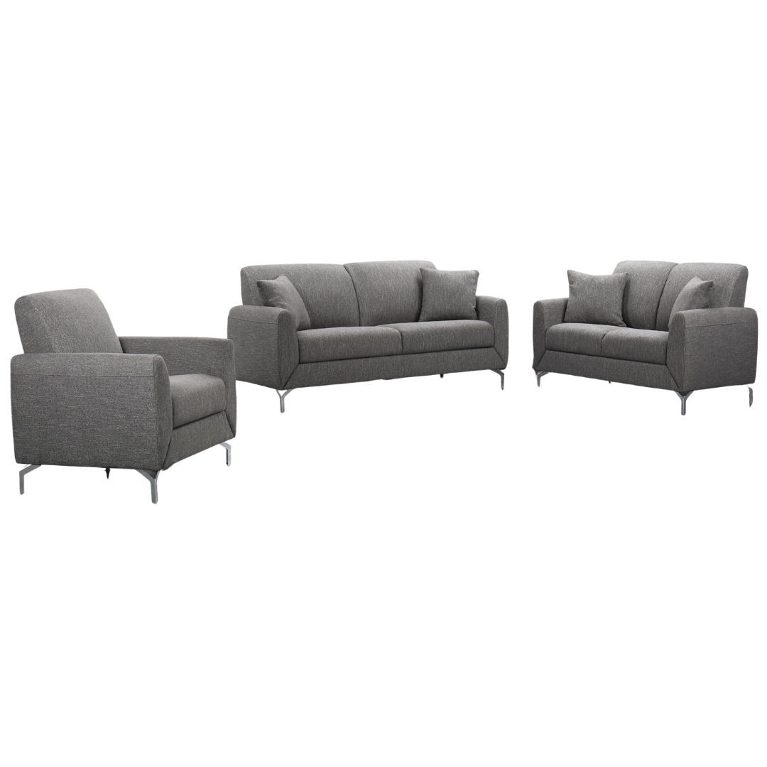 Faros – Fabric Living Room Set – Modern Design – Grey