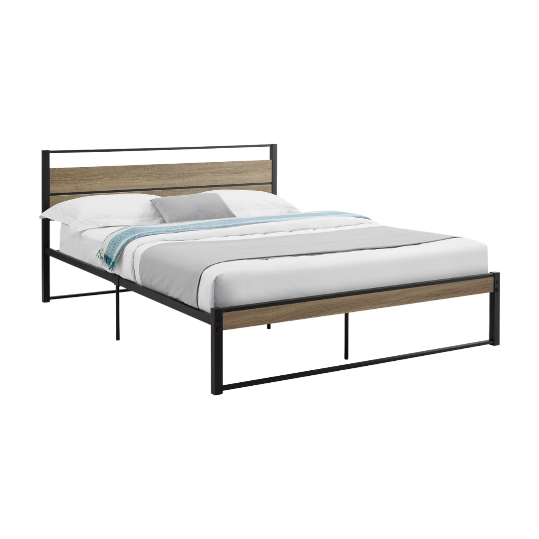 Fermon – Queen Bed – Wood/Metal (Dark Taupe)