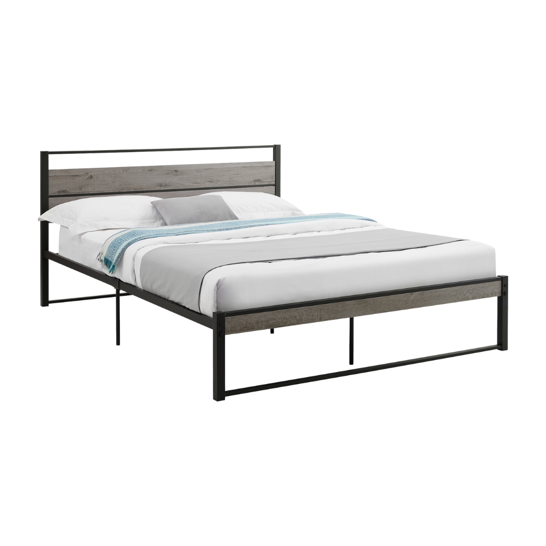 Fermon – Queen Bed – Wood/Metal (Grey)
