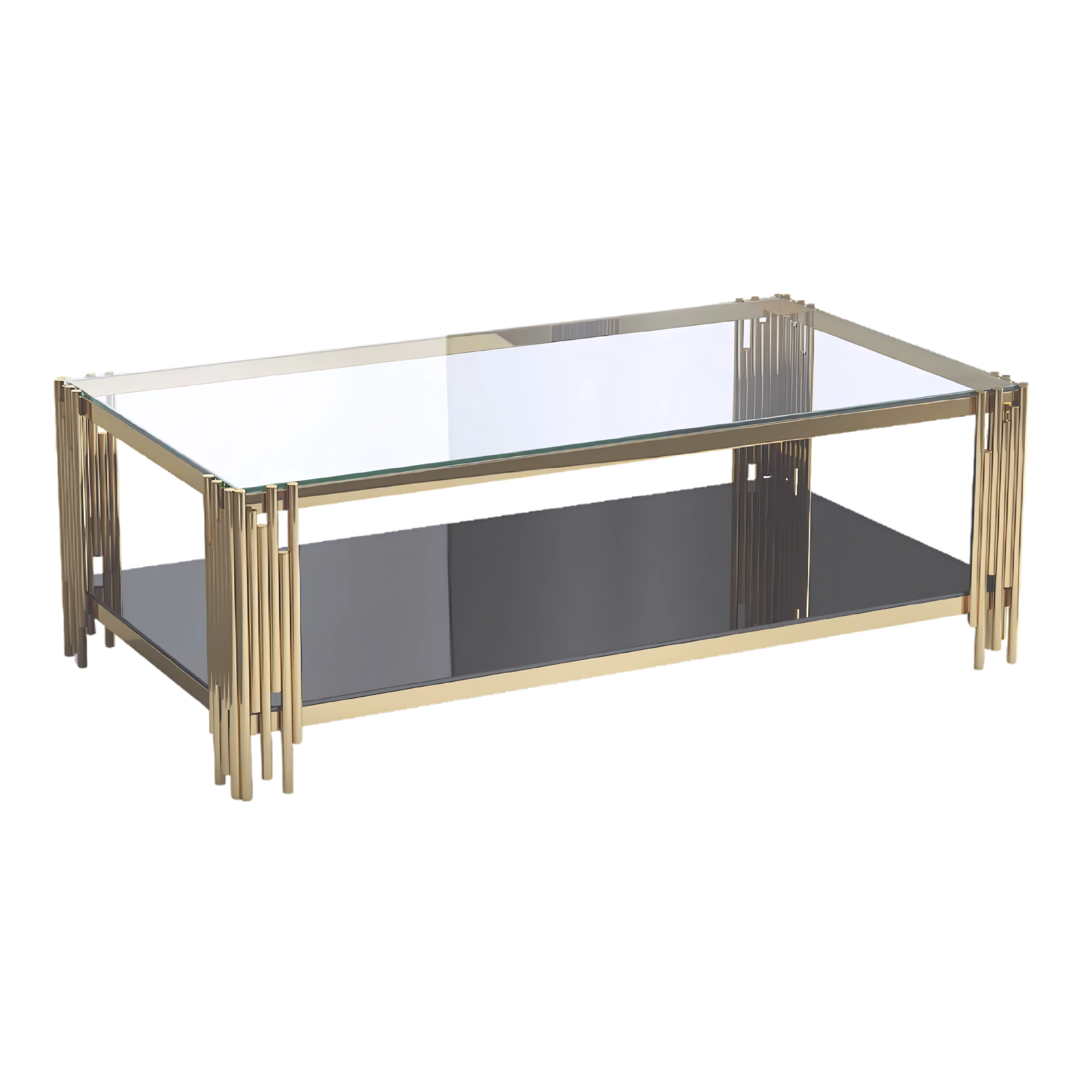 Galdura – Glass Coffee Table – Gold Frame