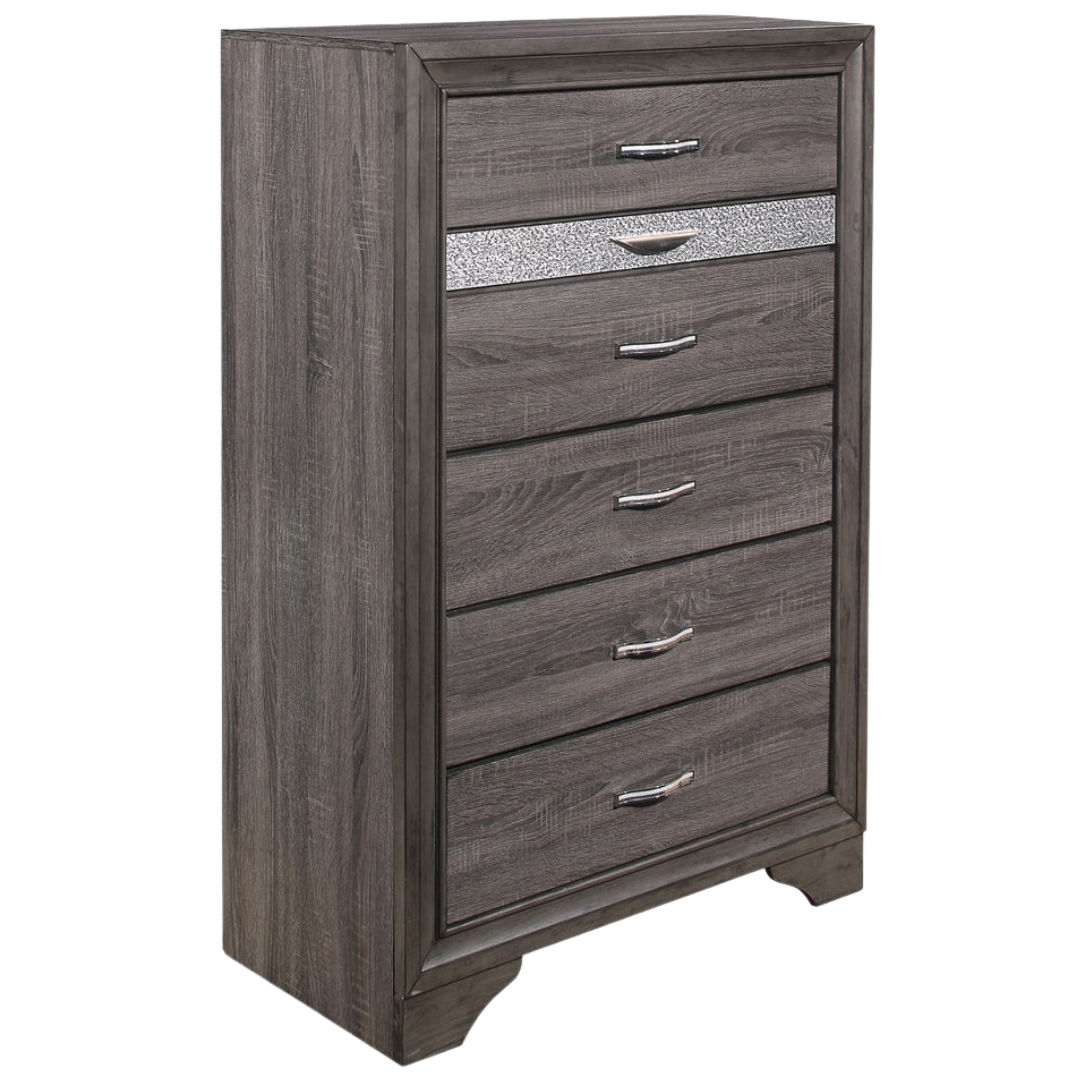 Commode Ardenis à 6 tiroirs avec tiroir à bijoux – Gris vieilli