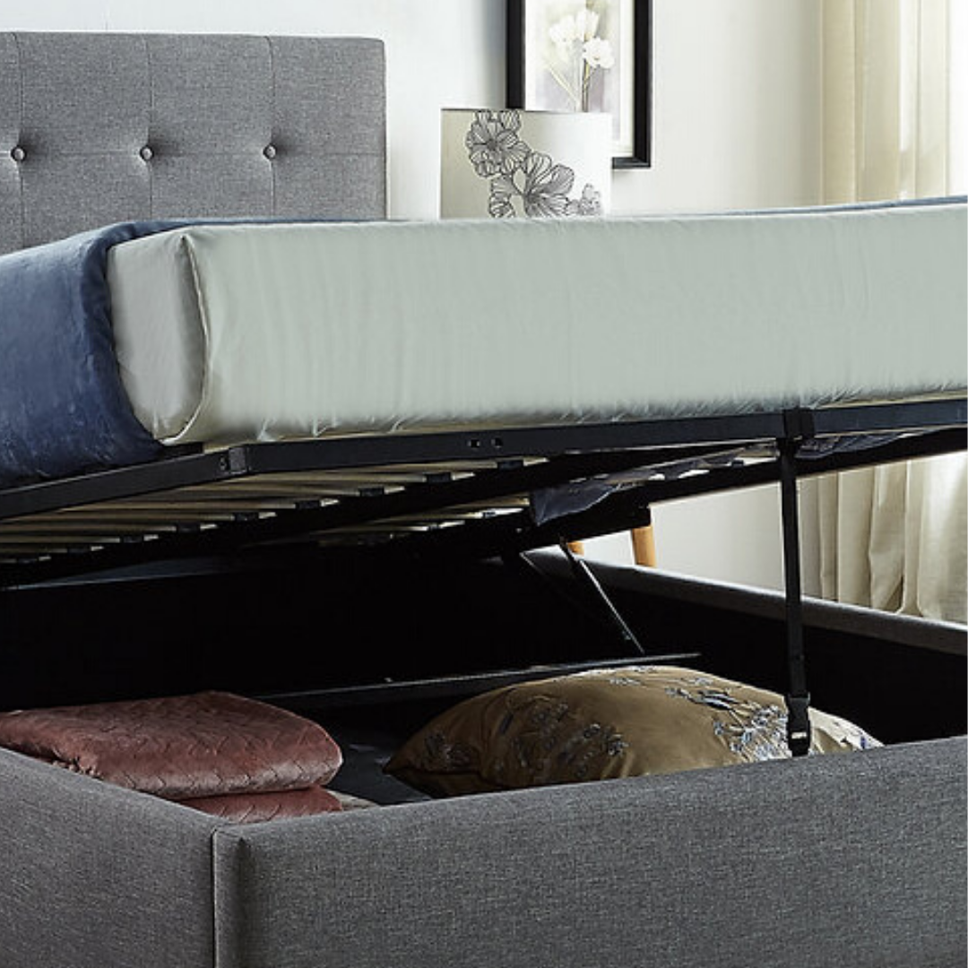 Hydrel – Lit double – Tissu (Gris)