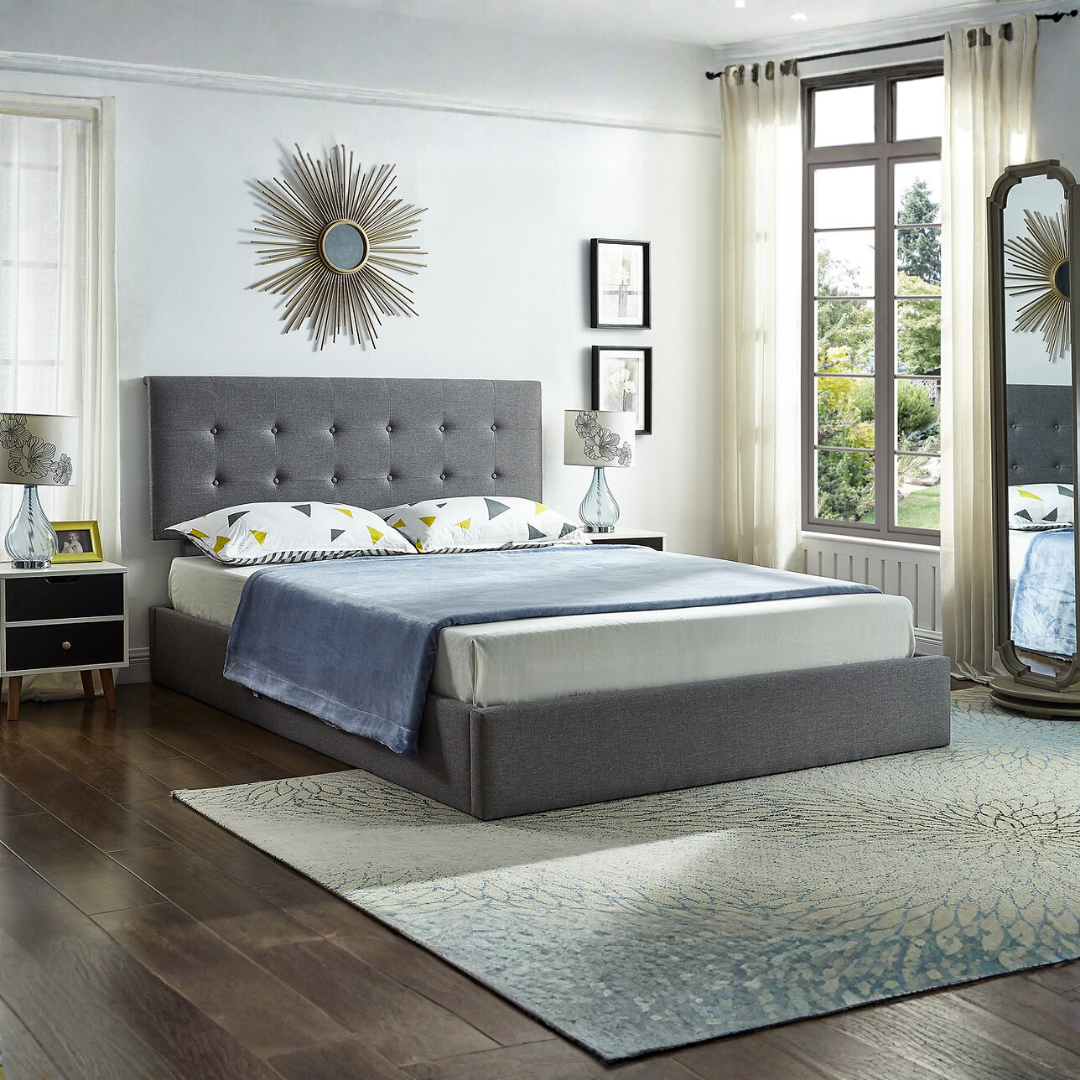 Hydrel – Lit double – Tissu (Gris)