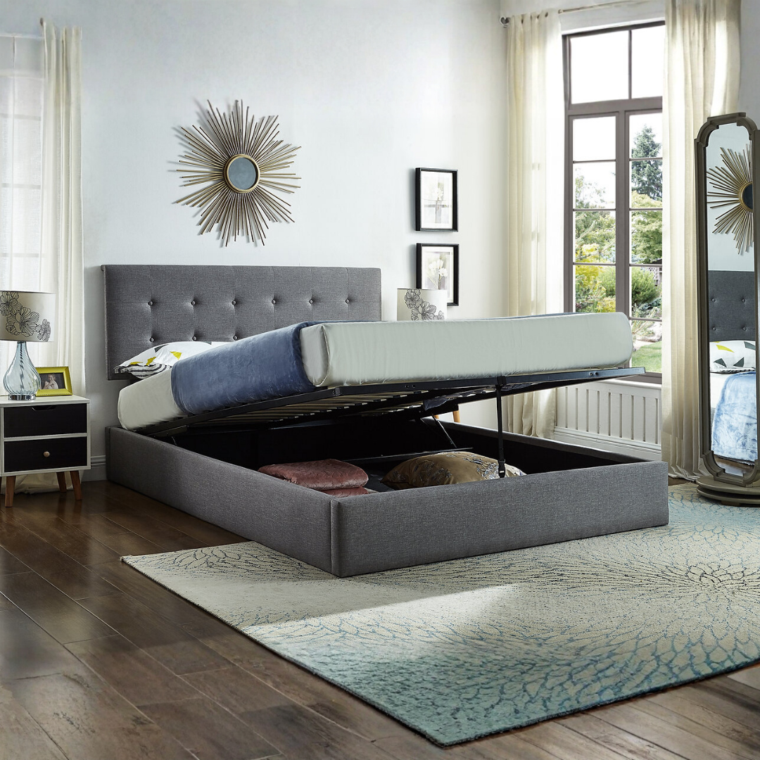 Hydrel – Lit Queen – Tissu (Gris)