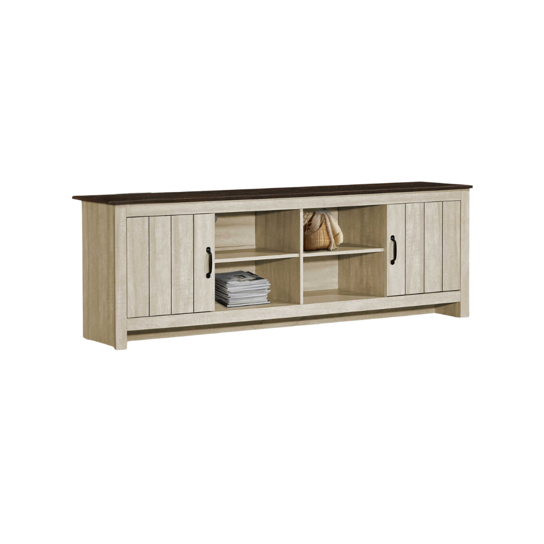 Selro – Meuble TV beige clair et chêne foncé – 183 cm