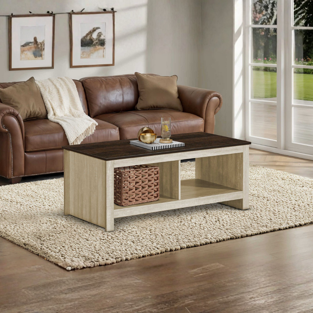 Kemar – Coffee Table – Beige & Dark Oak