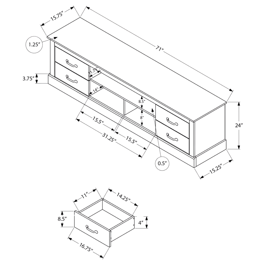 Torin – Dark Brown Knotty Oak TV Stand – 72"