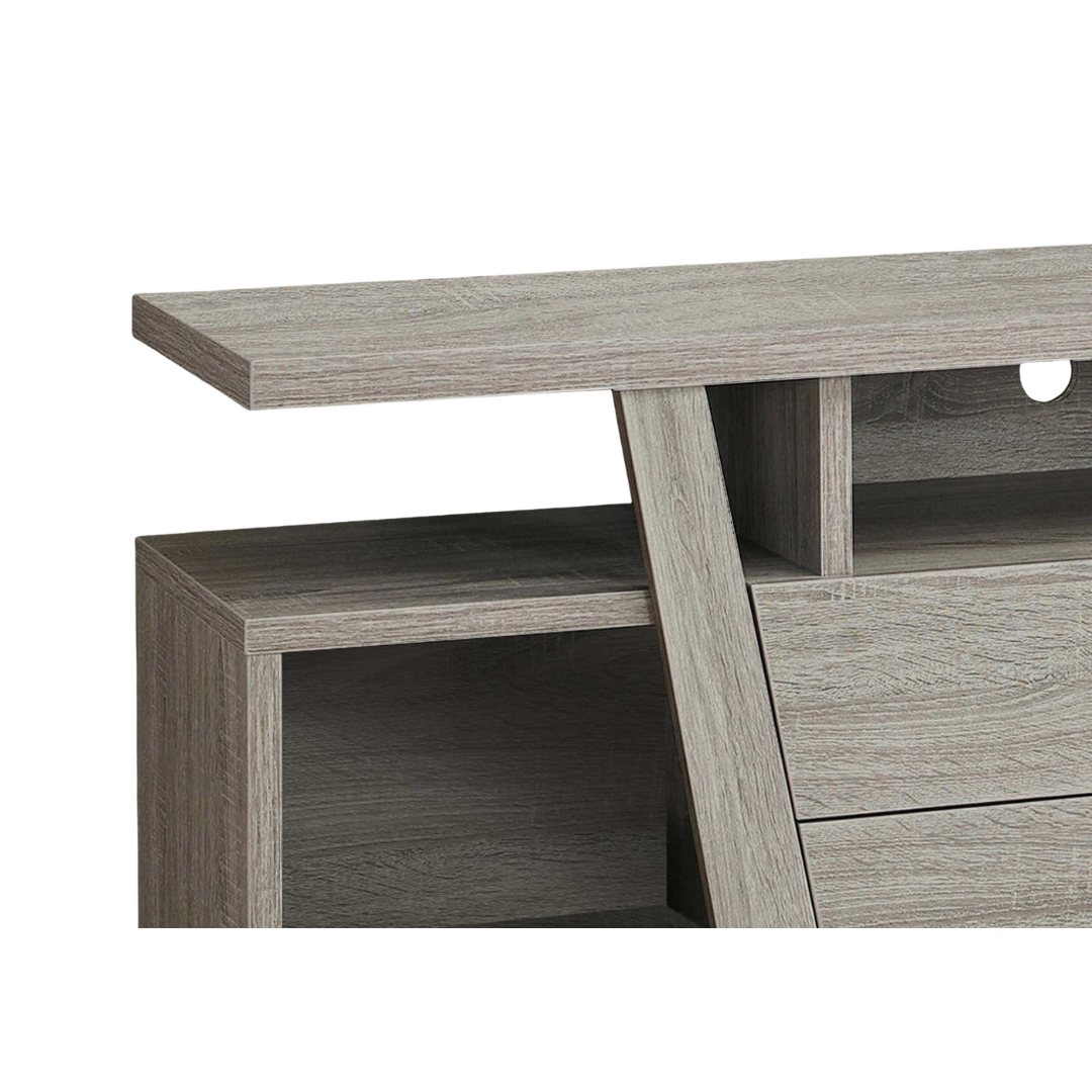 Varlo – Dark Taupe TV Stand with Open Shelves & Drawers – 60"