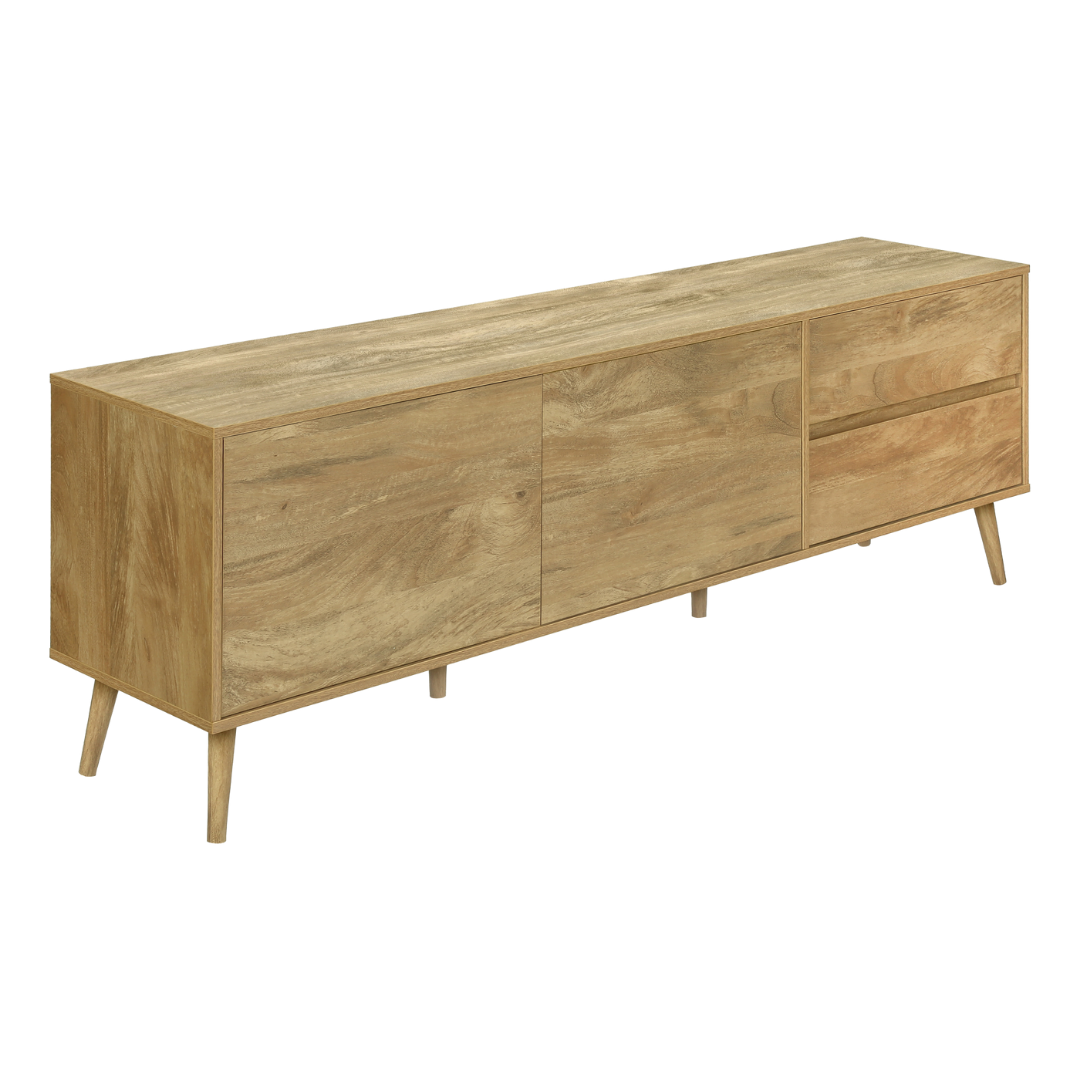 Meuble TV Belvir – 183 cm (72 po) style milieu du siècle – Noyer