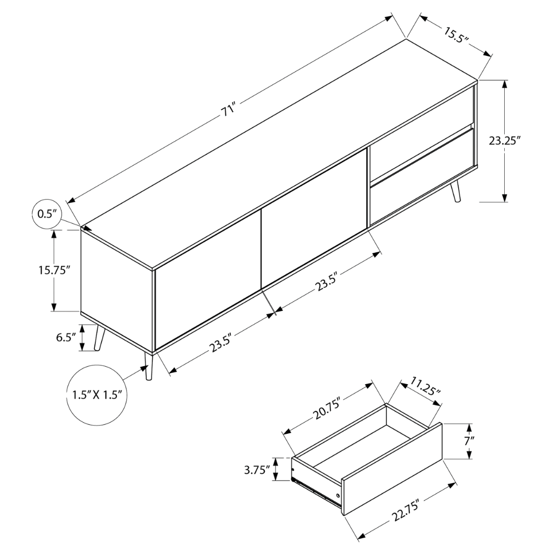 Belvir – 72" Mid-Century TV Stand – Walnut