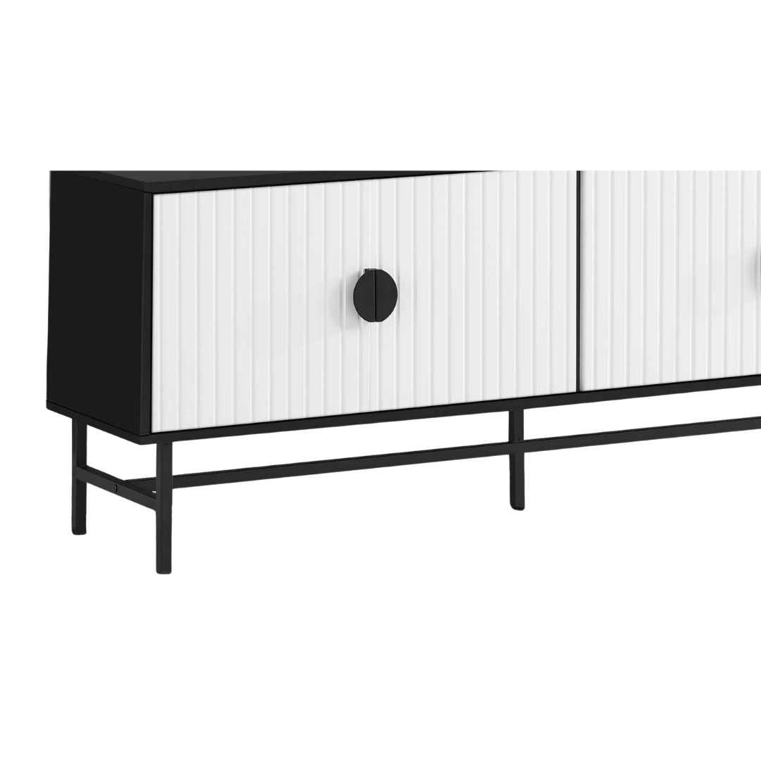 Sorlen – Black & White Ribbed-Door TV Stand – 60"