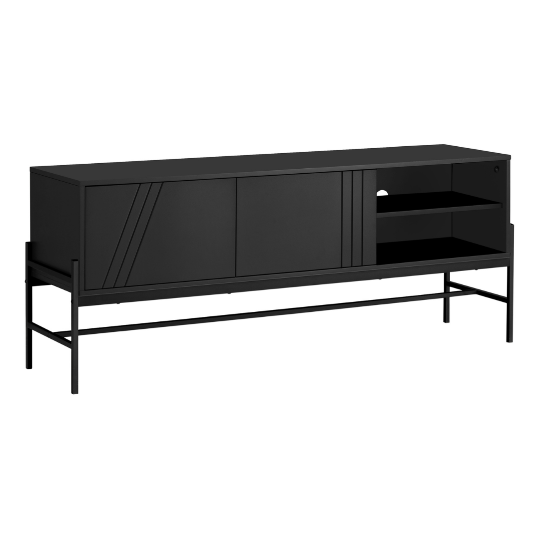 Meuble TV Melro noir avec rangement – 60"
