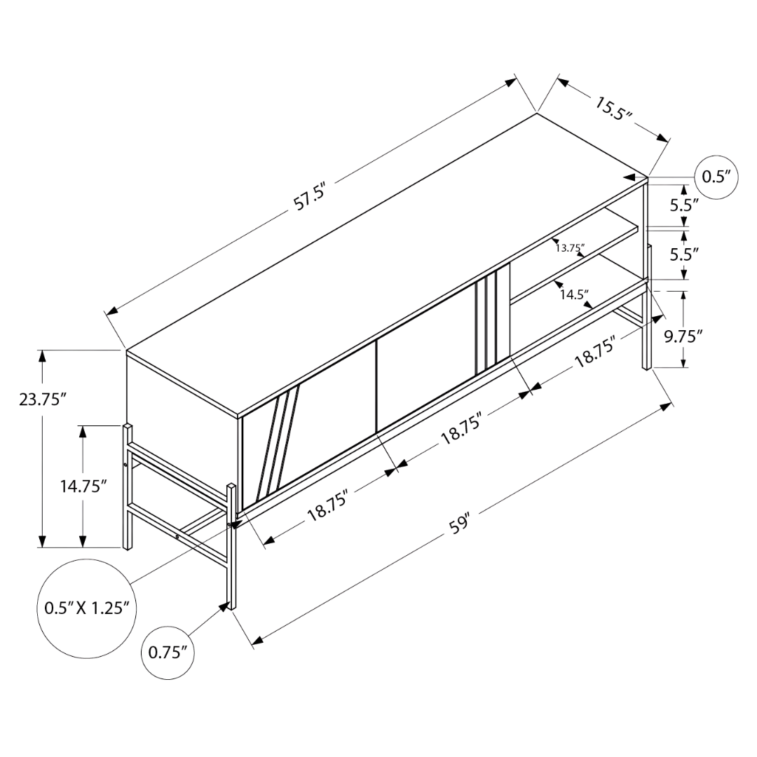 Melro – Black TV Stand with Storage – 60"