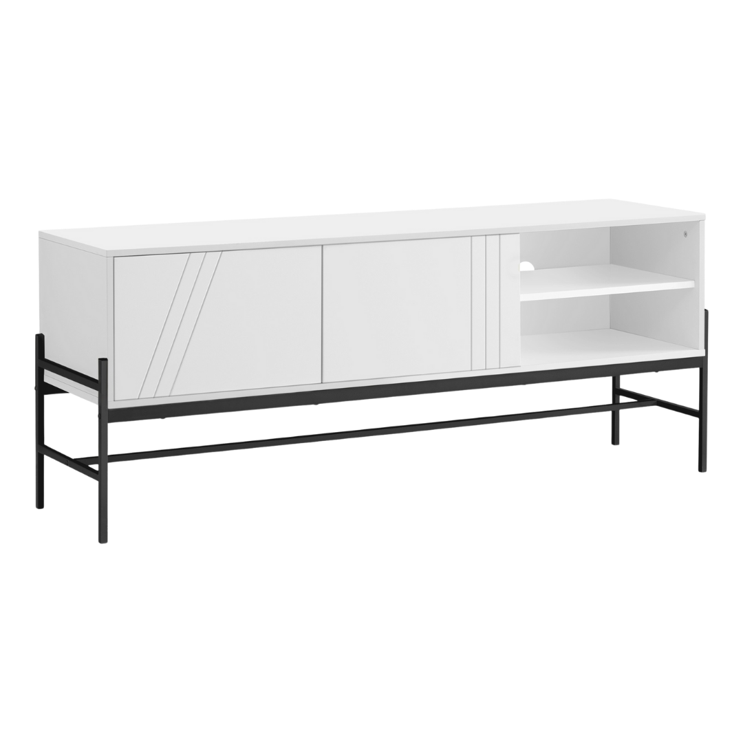 Meuble TV Melro blanc avec rangement – 60"