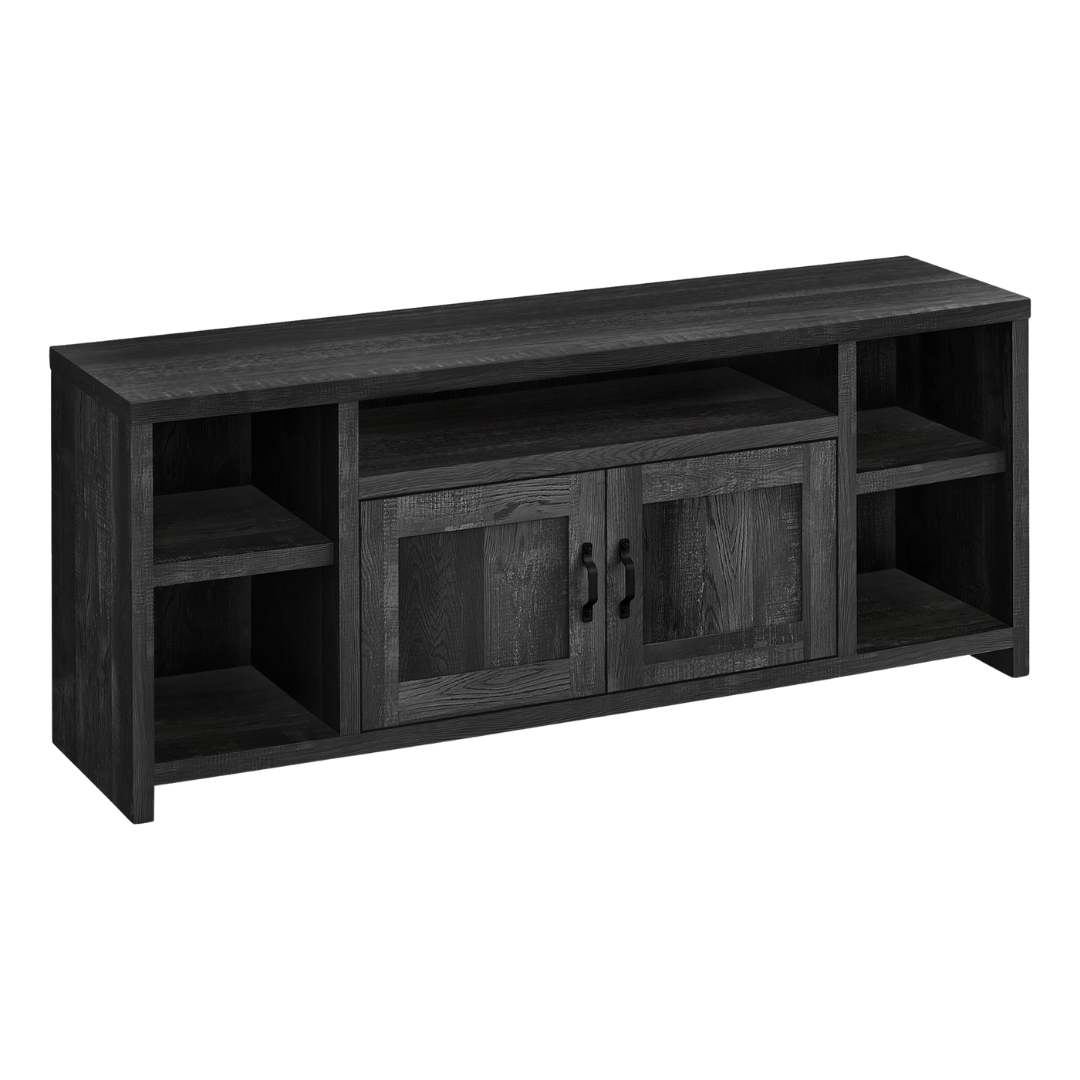 Meuble TV Daven aspect bois recyclé noir – 152 cm