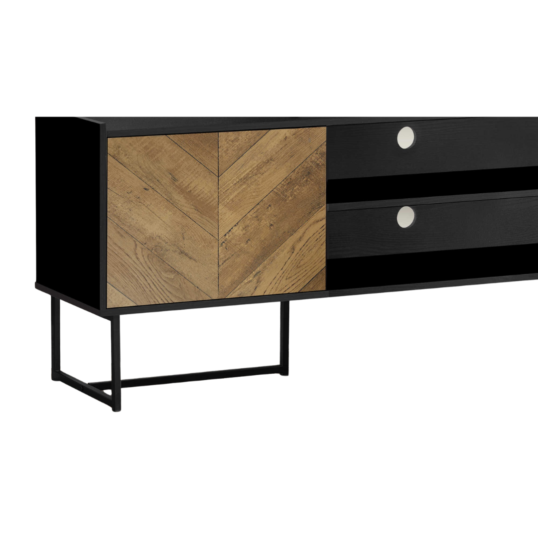 Harven – Black Metal & Wood-Look TV Stand – 72"