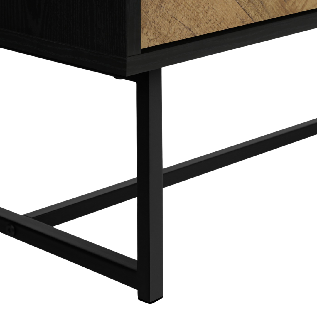 Harven – Black Metal & Wood-Look TV Stand – 72"