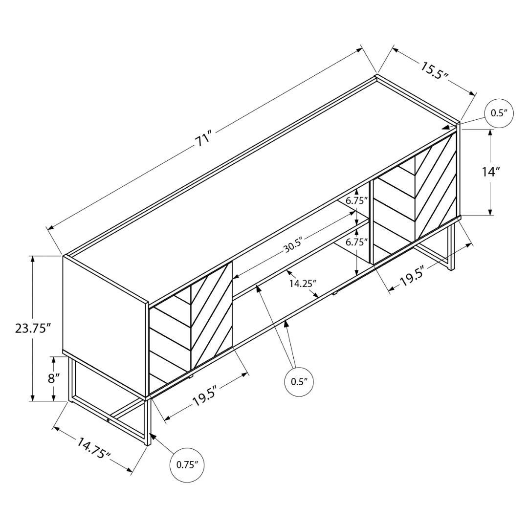 Harven – Black Metal & Wood-Look TV Stand – 72"