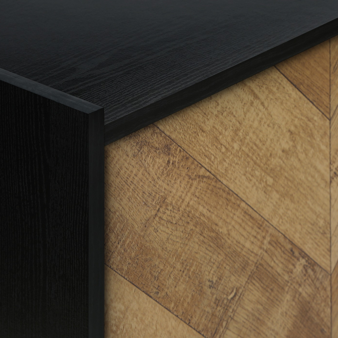 Harven – Black Metal & Wood-Look TV Stand – 72"