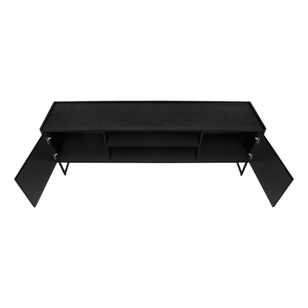 Harven – Black Metal & Wood-Look TV Stand – 72"