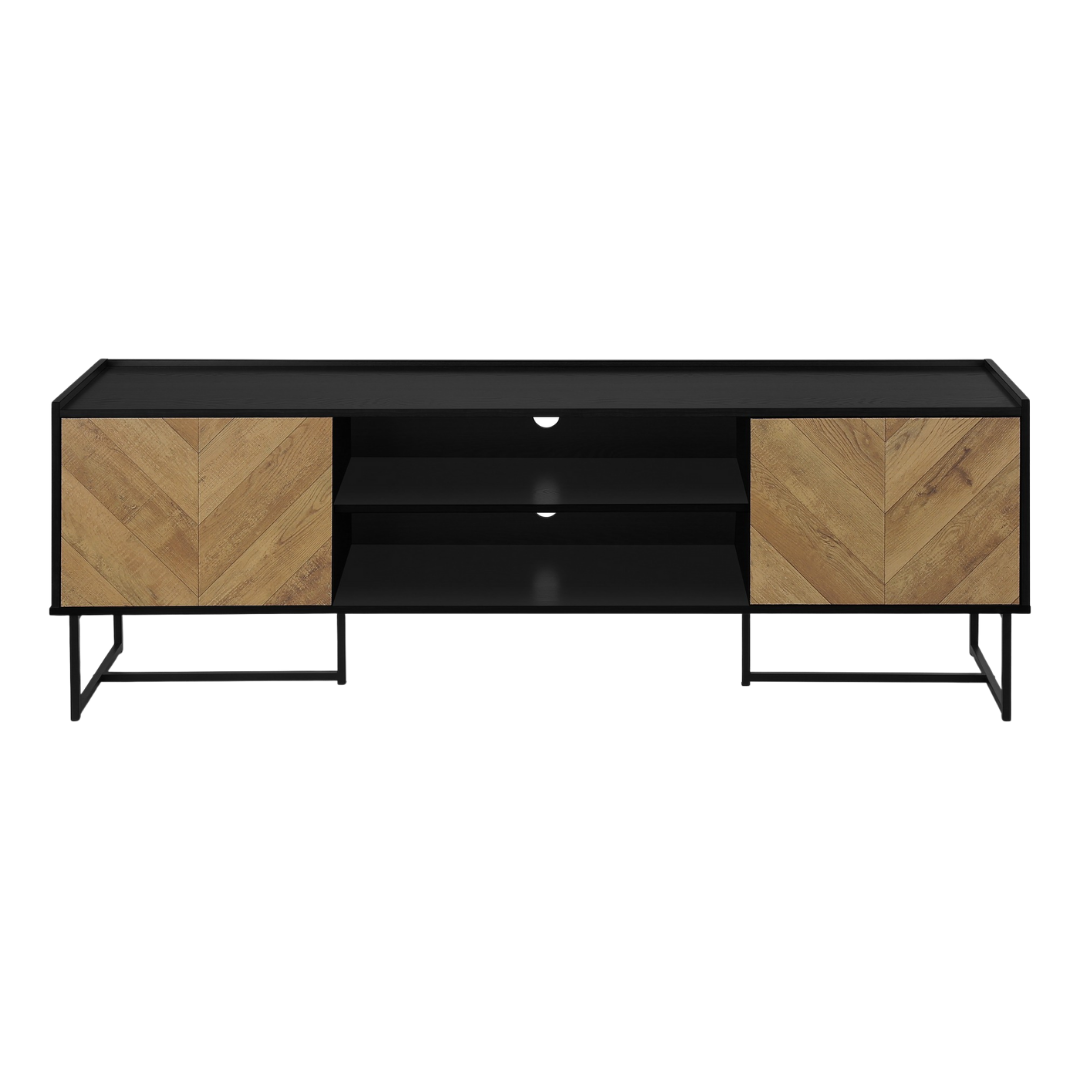 Harven – Black Metal & Wood-Look TV Stand – 72"