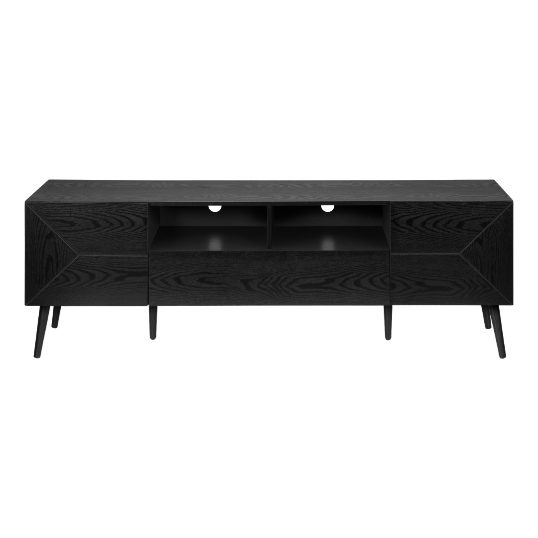 Bay – 72" Black Wood-Look TV Stand – Mid-Century Storage Console