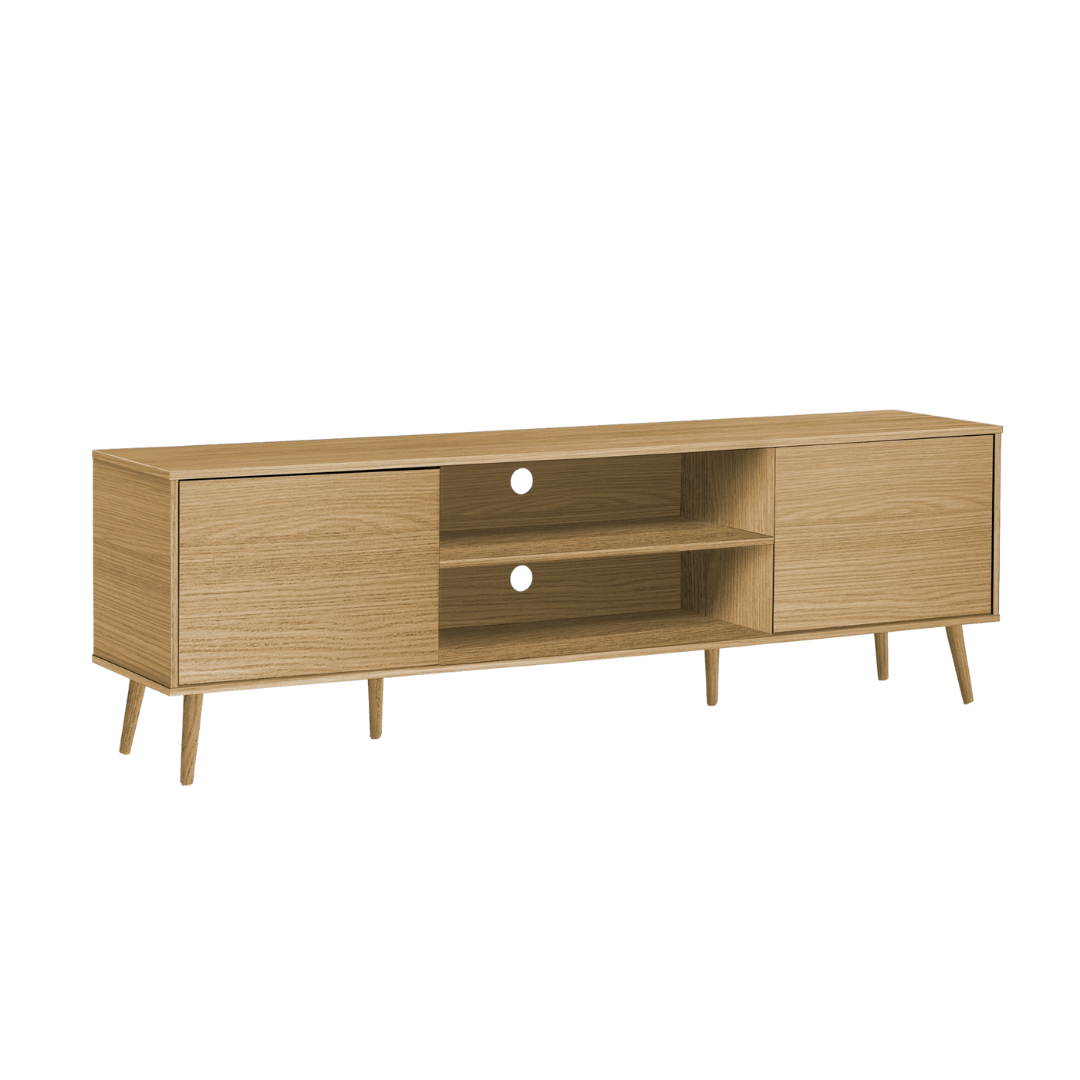 Meuble TV Zelro aspect bois naturel – 183 cm