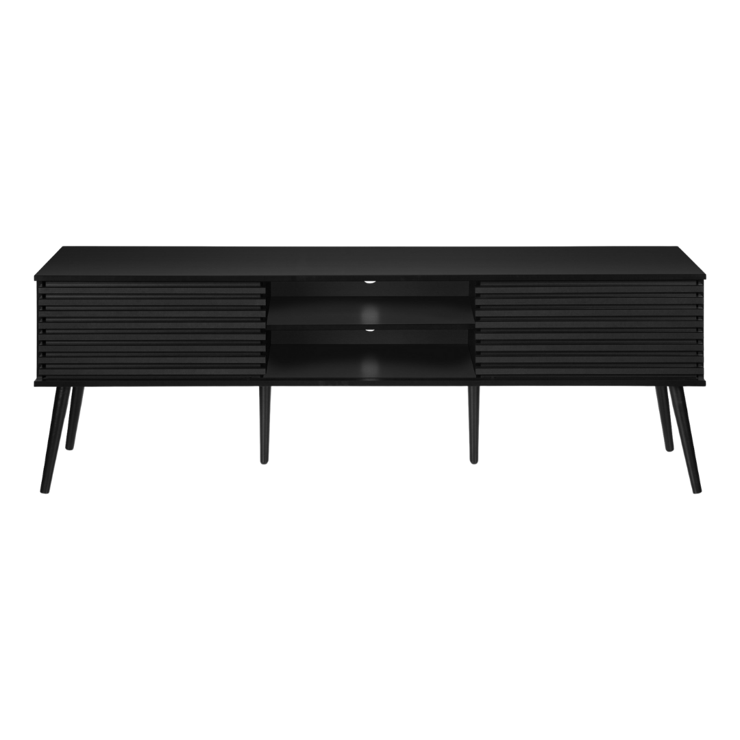 Velon – 72" Black Media Console with Sliding Doors