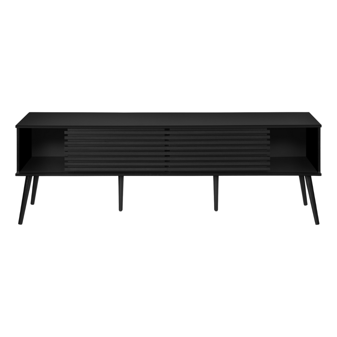 Velon – 72" Black Media Console with Sliding Doors