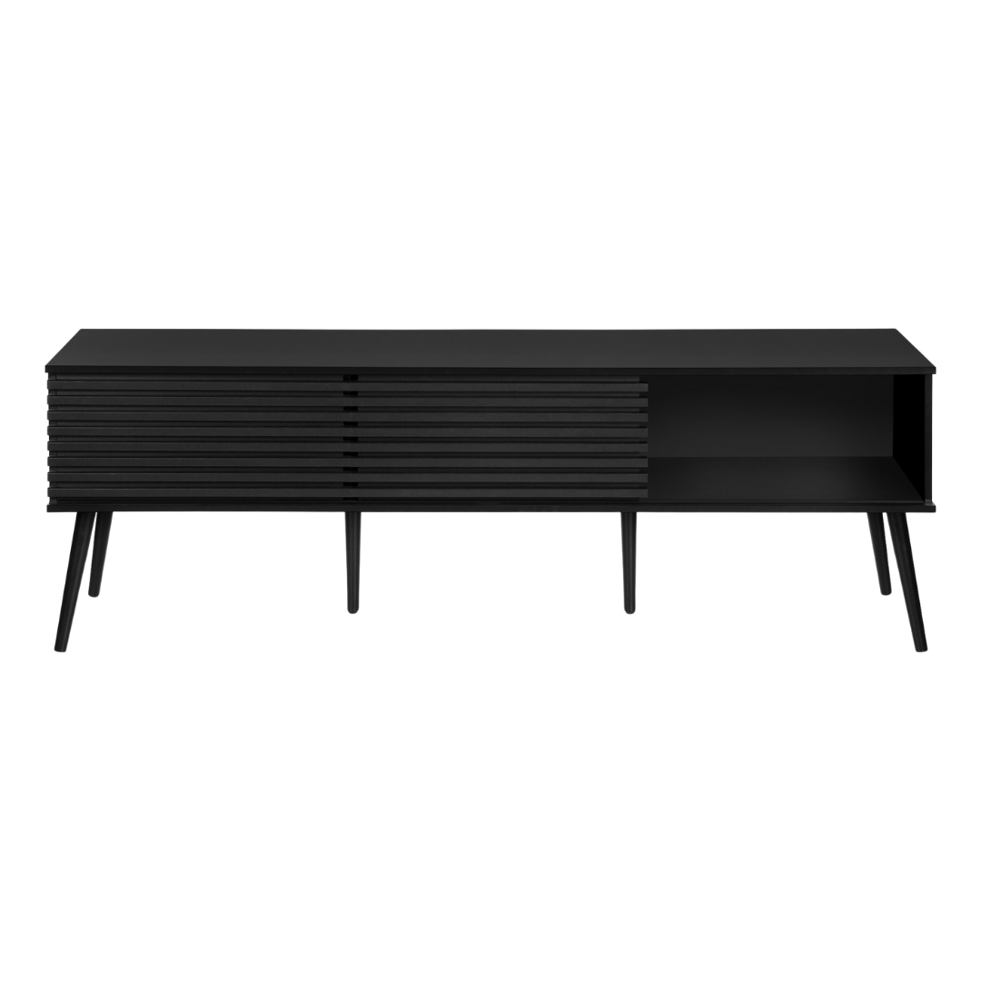 Velon – 72" Black Media Console with Sliding Doors