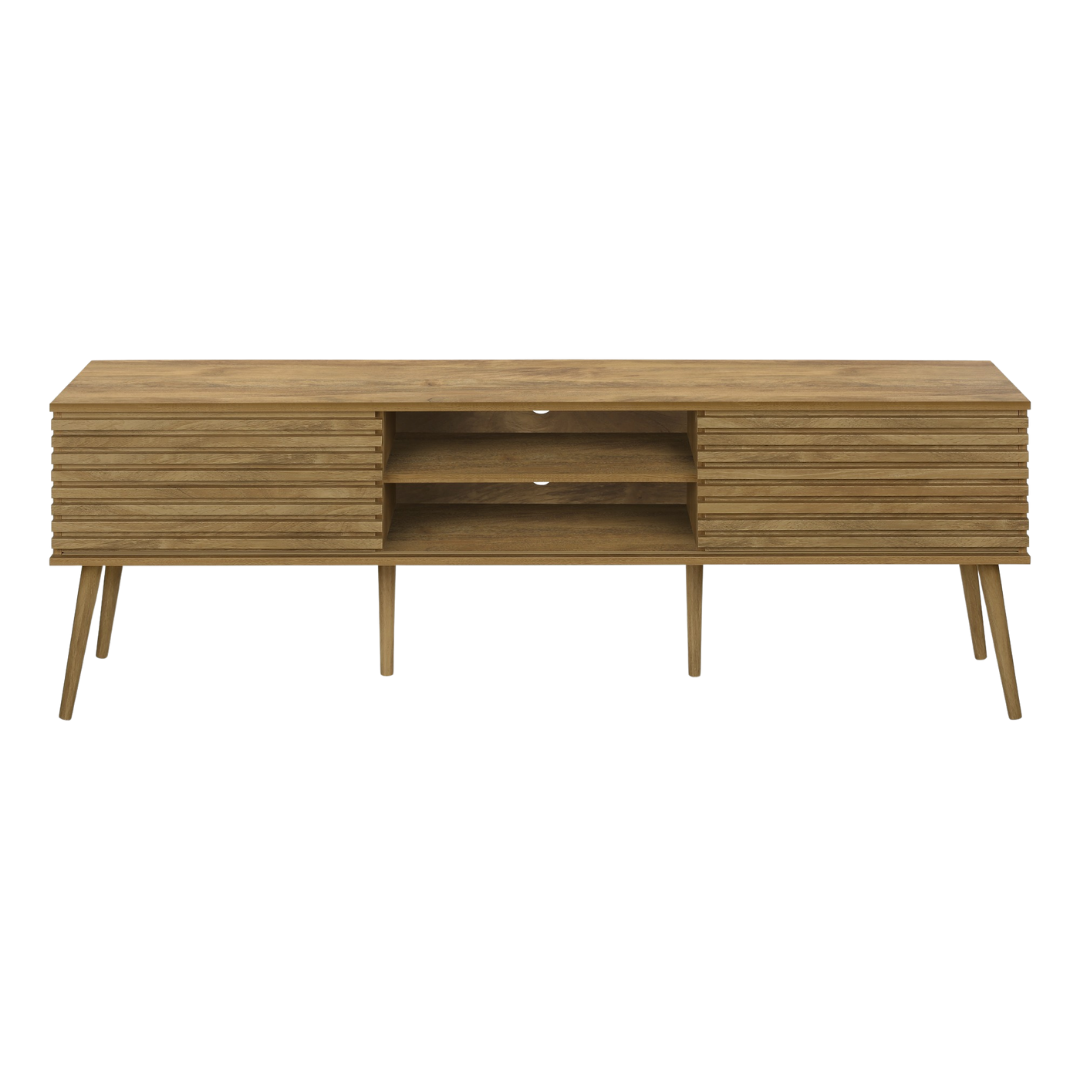 Velon – 72" Walnut Media Console with Sliding Doors