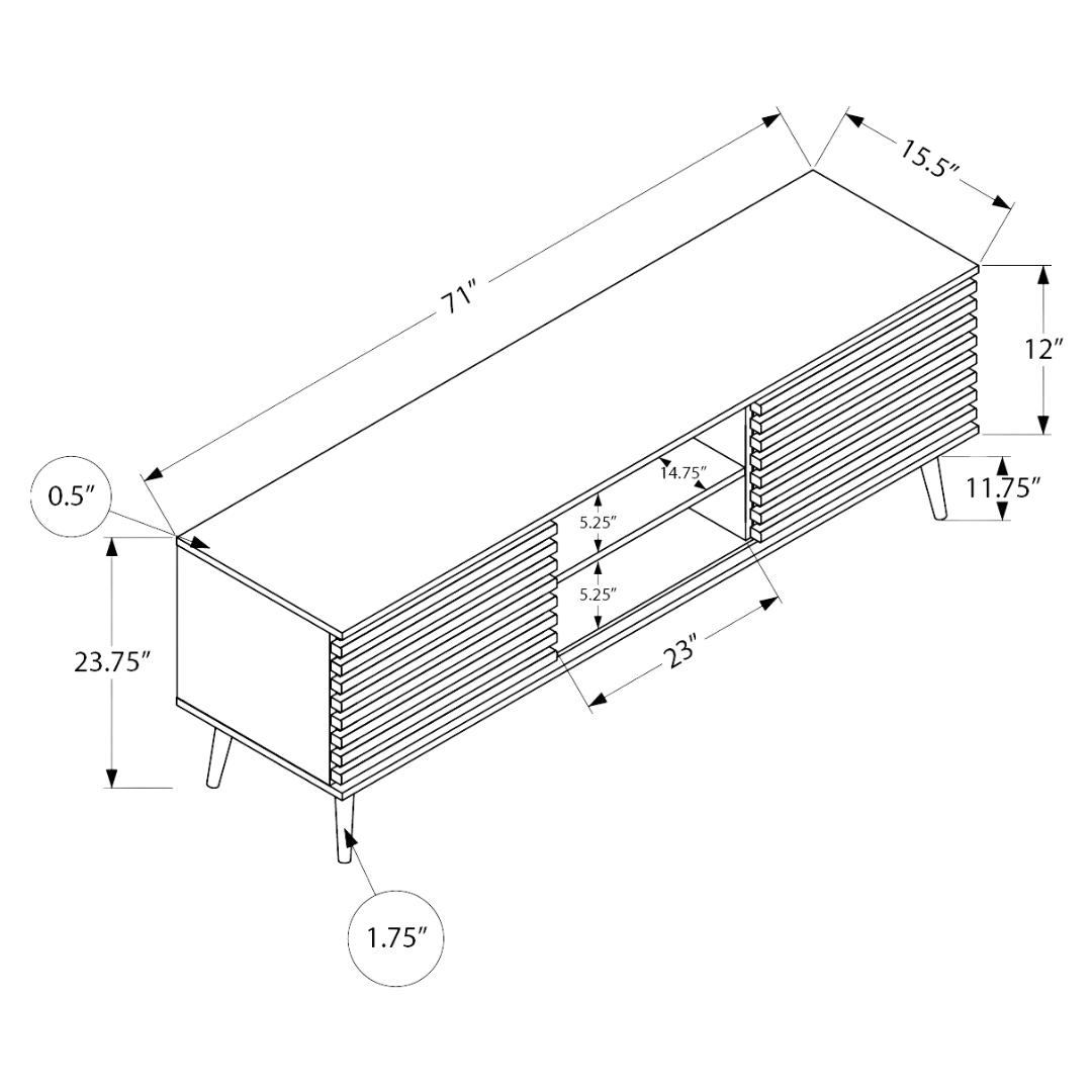 Velon – 72" Walnut Media Console with Sliding Doors