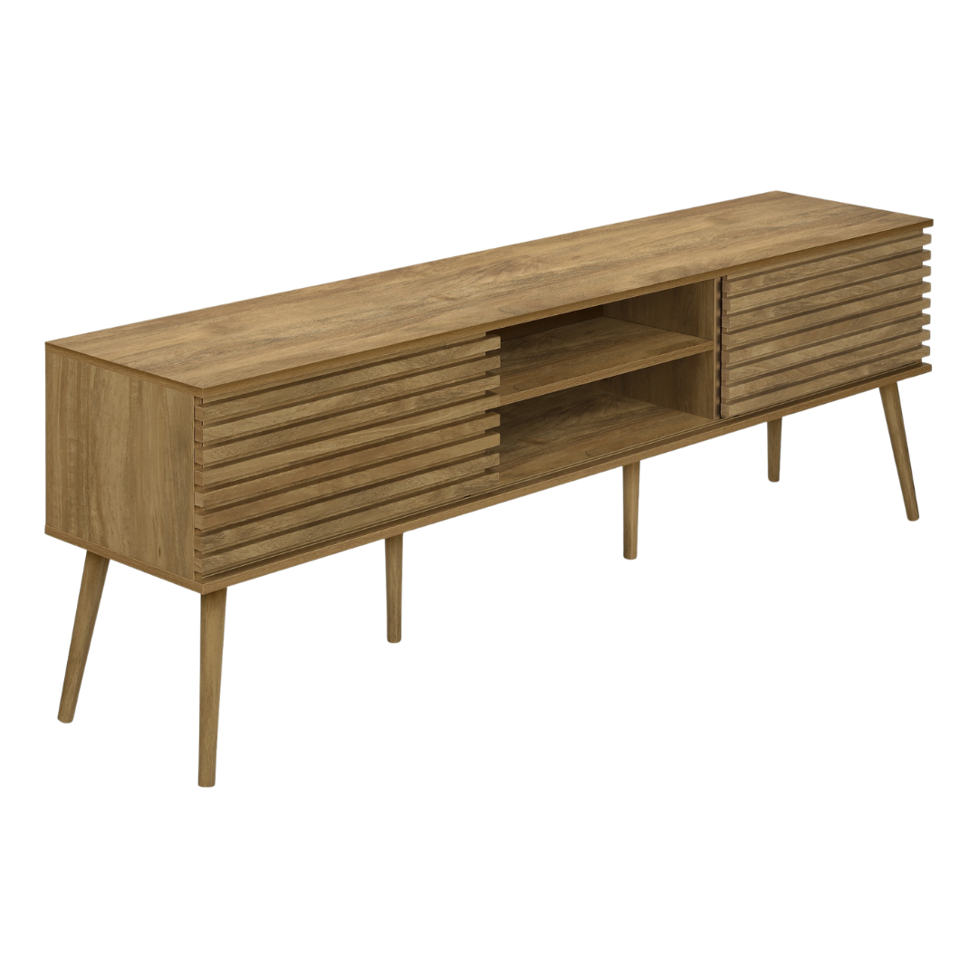 Meuble TV Velon – 72" en noyer avec portes coulissantes