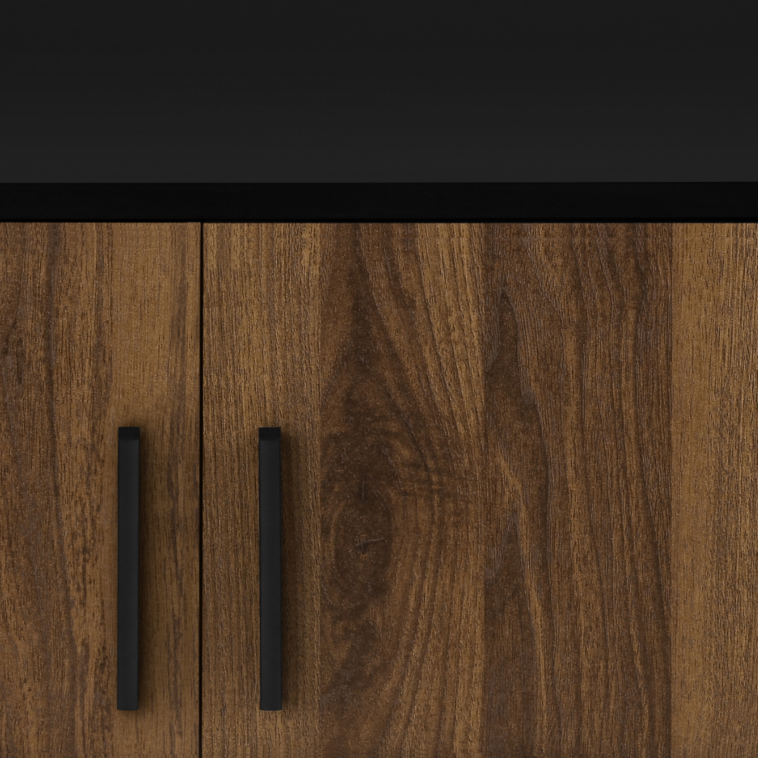 Narel – 72" Two-Tone Media Console – Black & Walnut