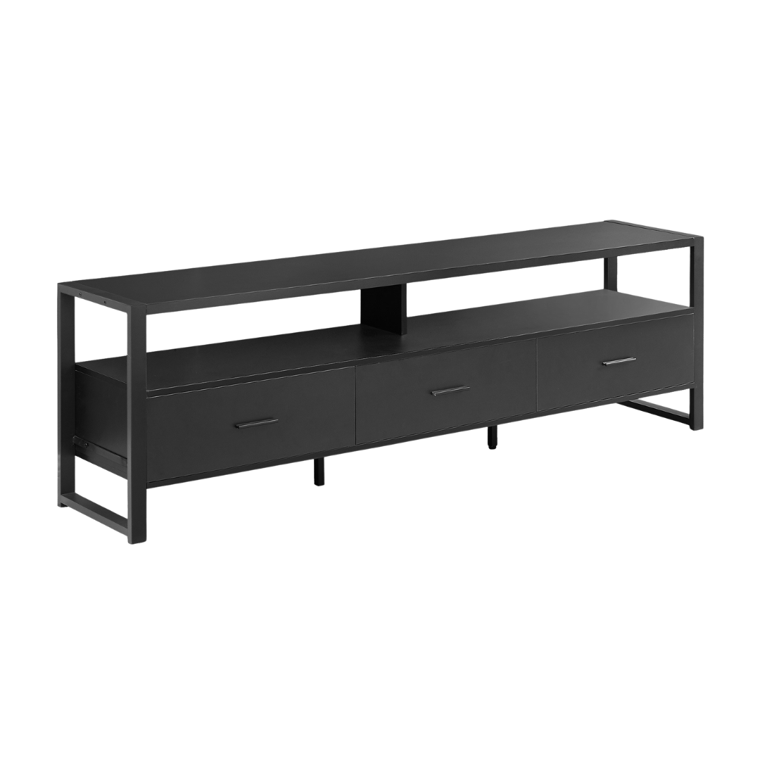 Fenlo – Meuble TV noir avec structure en métal – 183 cm