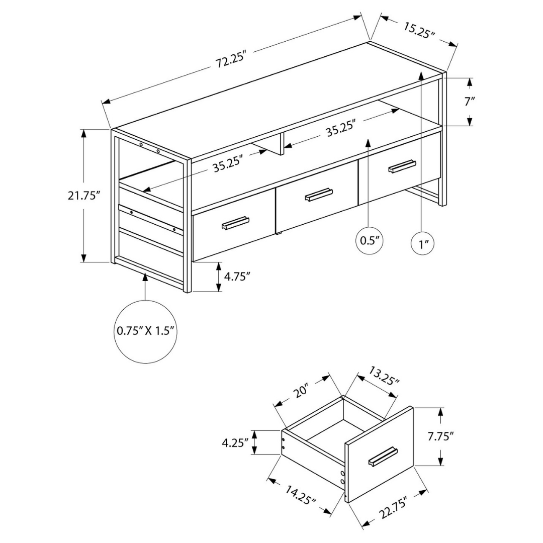 Fenlo – Cream Stone TV Stand with Metal Frame – 72"