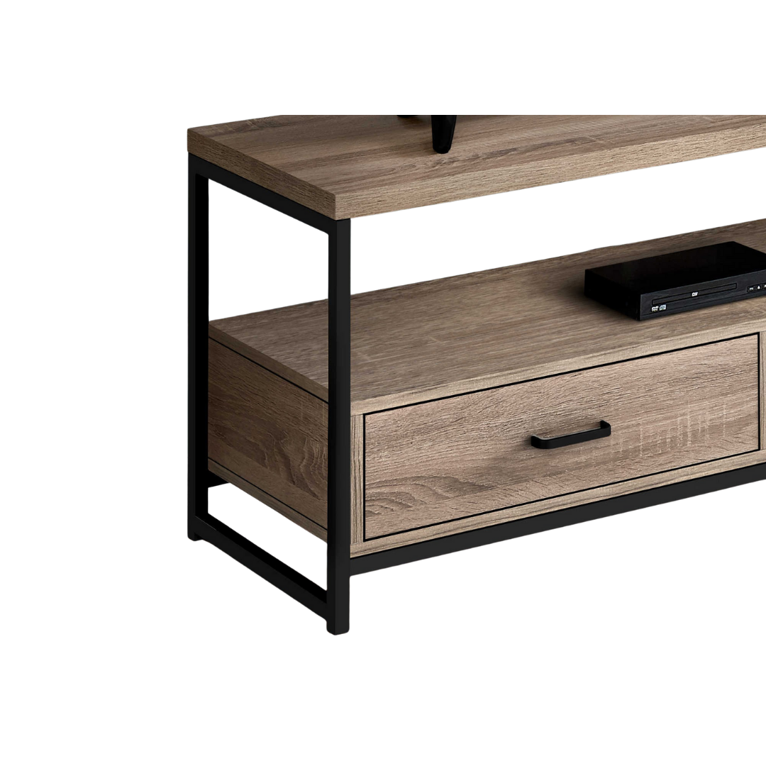 Zyven – 48" Dark Taupe TV Stand – Black Metal Frame