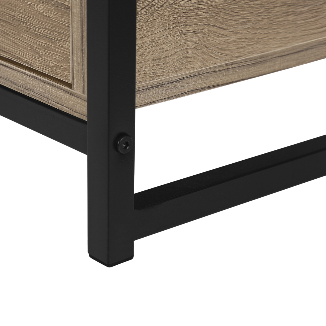 Zyven – 48" Dark Taupe TV Stand – Black Metal Frame