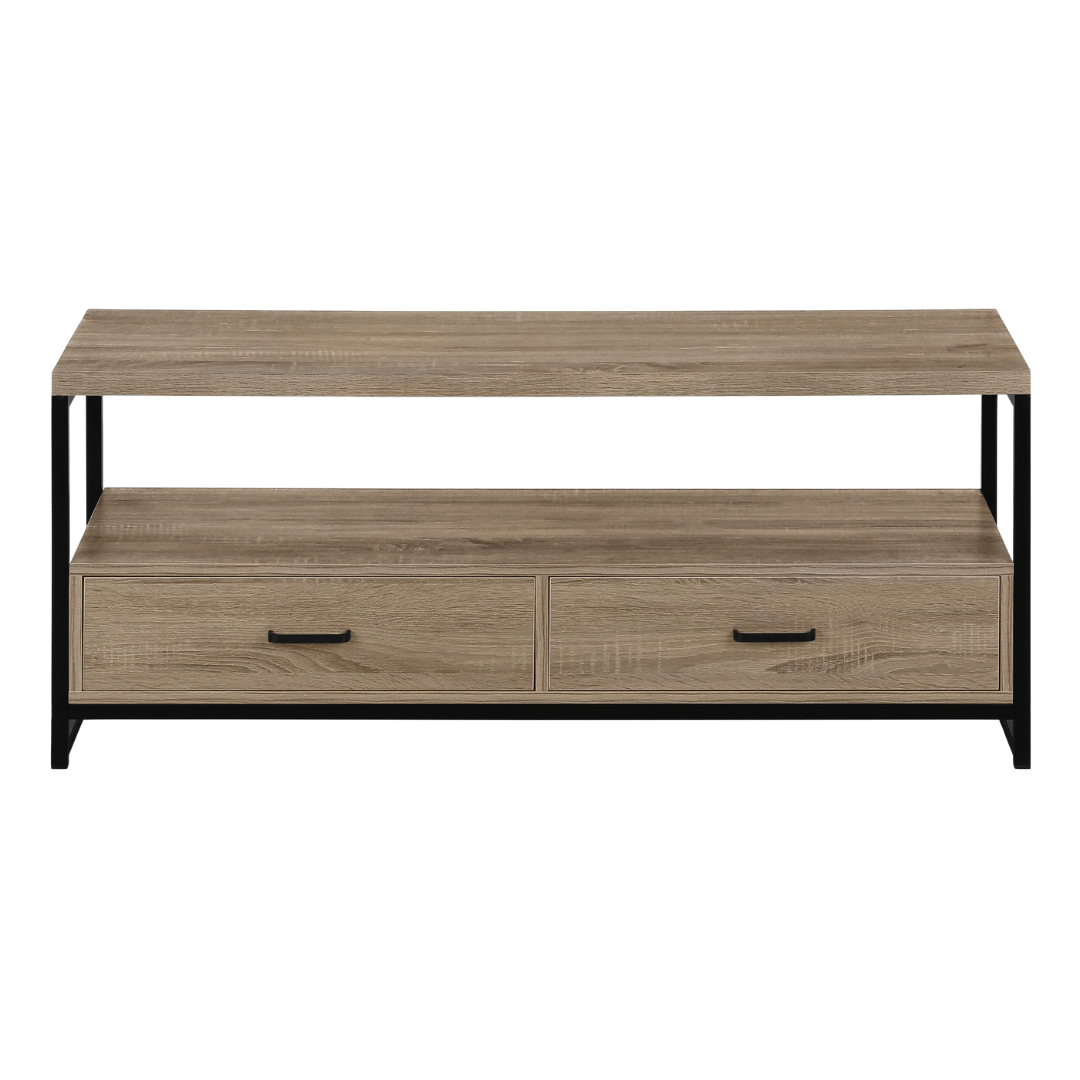 Zyven – 48" Dark Taupe TV Stand – Black Metal Frame