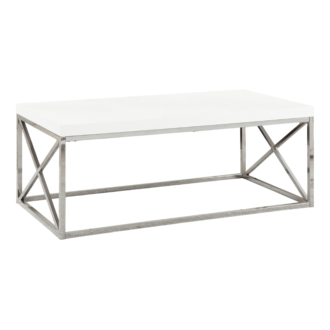Talom – Coffee Table – Glossy White & Chrome
