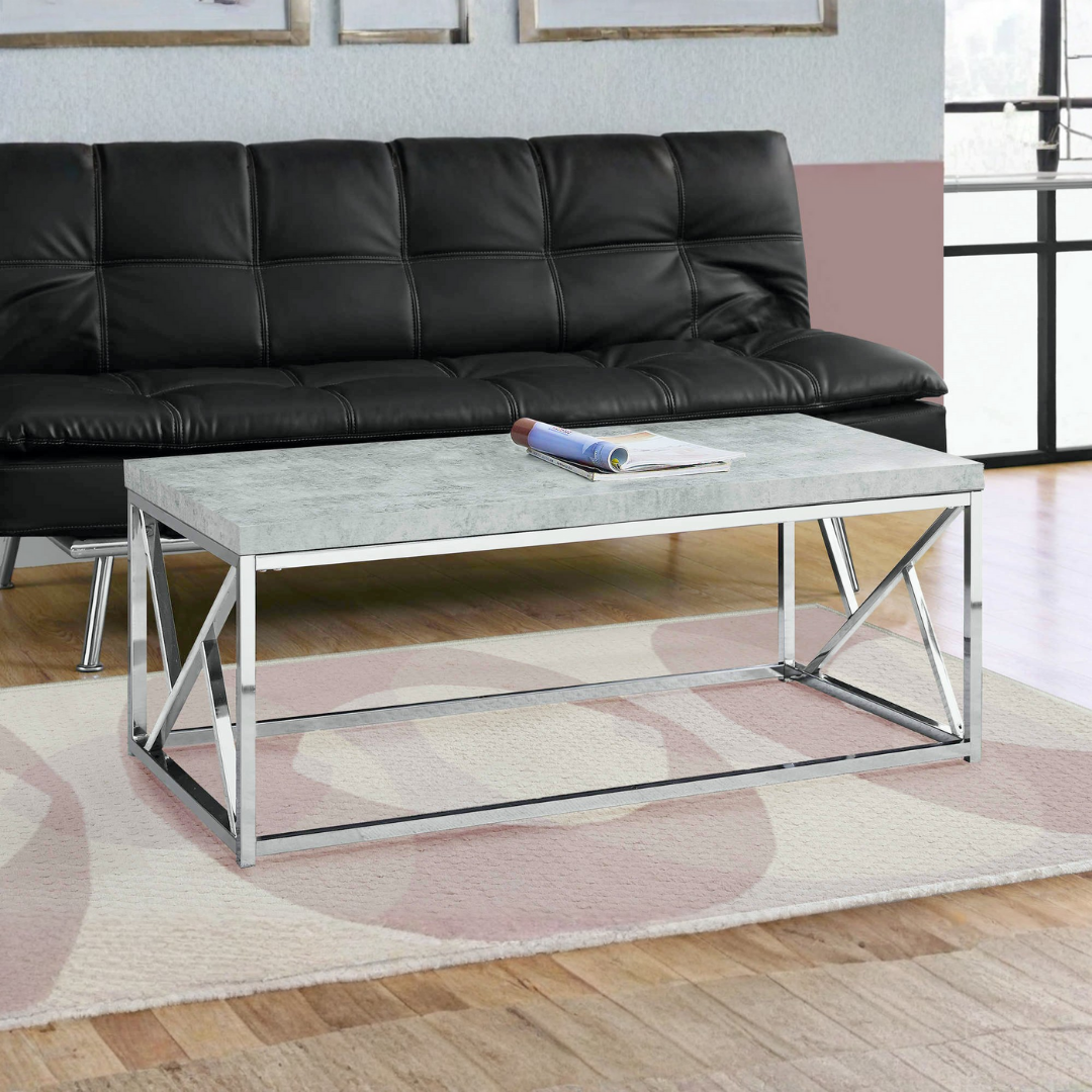 Talom – Coffee Table – Grey Cement & Chrome