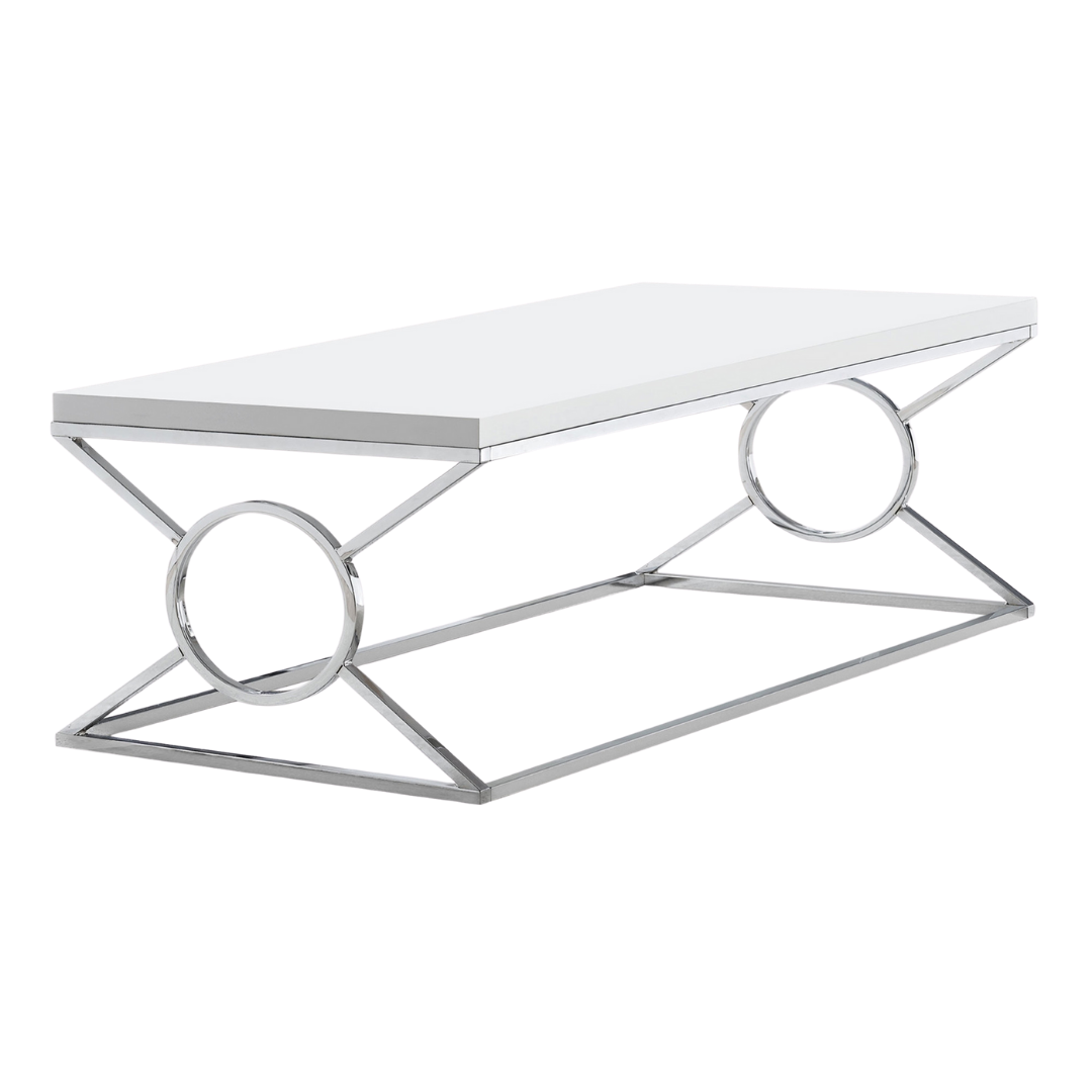 Nerin – Coffee Table – Glossy White & Chrome