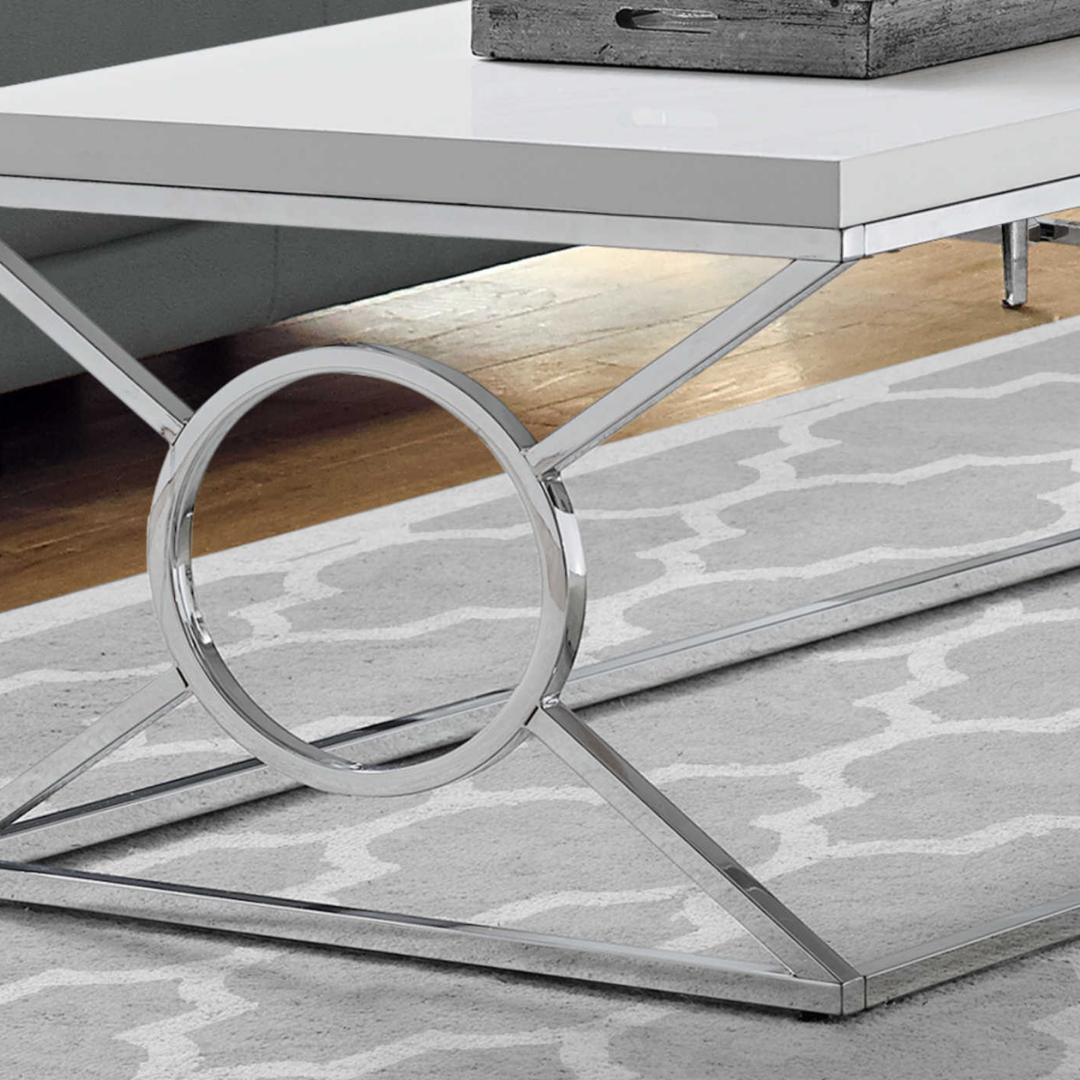 Nerin – Table basse – Blanc brillant et chrome